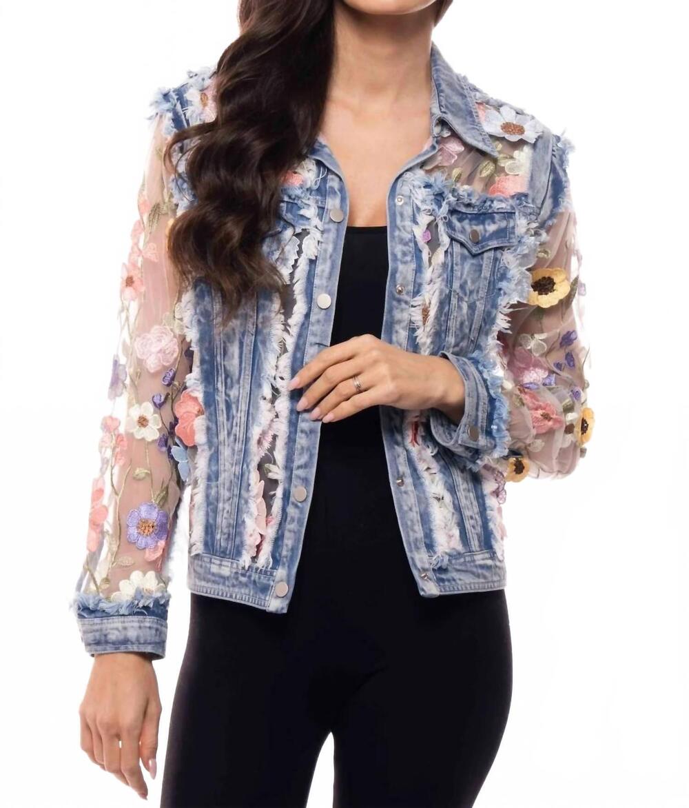 NEW ADORE embossed short jacket in floral denim